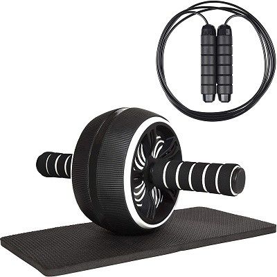 Συνήθεια υψηλή - μαύρος TPR υλικός αβ Workout ποιοτικής γυμναστικής κύλινδρος εξοπλισμού με το χαλί γονάτων και το σχοινί άλματος